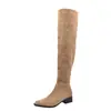 Nuevas Botas de Moda Estilo Francés de Punta Cuadrada para Mujer Otoño/Invierno 2026, Botas Altas Fruncidas, Botas de Tacón Grueso Adelgazantes Vintage