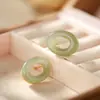 Pendientes de plata de ley S925 con incrustaciones de jade hetiano, jade rojo del sur, con personalidad geométrica, combinables a la perfección.