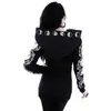Sudadera Punk Peng con Capucha Estampado de Luna Manga Larga Negra