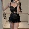 [Oferta especial] Versión coreana del nuevo traje de baño para mujer, de color sólido, ajustado, sexy, de cintura alta, ajustado al vientre, traje de baño de una pieza de aguas termales
