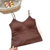 Top Camisola Líquida de Base Sin Costuras para Mujer, Escote en V Grande, Espalda Descubierta en U, con Copas Integradas Fijas, para Uso Interior/Exterior, Base Adelgazante