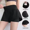 Nuevos shorts deportivos transfronterizos, shorts de correr de dos piezas falsos, secado rápido, pantalones de yoga anti-exposición con bolsillos, shorts de fitness para mujer