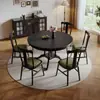 Mesa de Jantar e Cadeiras Estilo Americano em Madeira Maciça, Conjunto de 1,2m para 4-6 Pessoas, Mesa Redonda em Madeira de Freixo Branco, Estilo Vintage, Adequado para Lares Pequenos