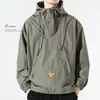 Jaqueta esportiva casual masculina moderna, de corte solto, tamanho grande, estilo workwear, corta-vento curto estiloso para primavera, leve