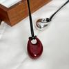 Colar Pingente Oval Irregular Simples Estilo Coreano Moda Nicho Elegante Versátil Corrente Longa para Suéter