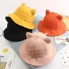 Sombrero de pescador para niños, estilo coreano, para hombres y mujeres, con orejas de gato de dibujos animados, informal, para primavera y verano, color sólido
