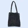 24 Bolsos de Hombro Casuales Hechos a Mano con Cuentas, Color Gris, Recortados, Calidad del Aire, Versátiles, Gran Capacidad, Mismo Estilo, Personalizados