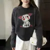 Estação Europeia 2026 Inverno Novo Suéter Jacquard de Contas Cartoon com Gola Redonda para Mulheres, Caimento Solto, Top de Tricô que Reduz a Idade