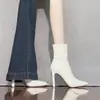 Elegantes y versátiles botines beige de tacón alto para mujer, perfectos para el trabajo, nueva colección 2026, sexys botines elásticos de punta estilo francés