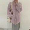 Nuevo Suéter Cardigan de Punto Waffle Color Sólido Cuello en V Estilo Coreano Holgado Estilo Perezoso con Bolsillo Grande para Mujer Otoño e Invierno
