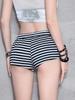 Pantalones Casuales de Rayas y Bloques de Color de Tiro Bajo con Cordón para Mujer Verano Nuevos Pantalones Estilo Puro Deseo Shorts Deportivos Ajustados al Cuerpo