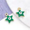 Acero Inoxidable que Conserva el Color Agujero Único Estrella de Cinco Puntas Ojo que Gotea Aceite Estrella Colgante Colgante Pulsera DIY Collar Accesorios de Joyería