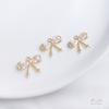 Colgante de perla de cristal adhesiva hecha a mano con forma de lazo de circonita con incrustaciones de color oro de 14 quilates y medio agujero.