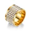 2024 Moda Europea y Americana Nicho Versión Ancha 15 mm Lleno de Diamantes 4 Filas de Anillos de Diamantes Circunferenciales Fabricante Fuente de Suministro Transfronterizo