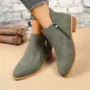 2026 moda transfronteriza versátil botines nuevos para otoño e invierno con punta y cremallera doble, estilo europeo y americano, talla grande, para mujer