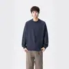 Moletom Masculino Gola Redonda para Outono e Inverno, Manga Longa com Forro de Lã, Cor Sólida, Camada Base Casual