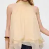 Elegante y Único Top Casual de Verano sin Mangas, Estilo Europeo y Americano de Gama Alta con Hombros Descubiertos y Cuello Halter para Niñas