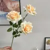 Boda Artificial 3 Cabezas Rosa Cuerno Grande Rosa Diamante Rosa Seda Hogar Decoración Suave Flor Falsa Salón de Bodas Pasillo Arreglo Floral