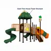 Escorregador combinado grande infantil para exterior, equipamento de diversão para parque comunitário de jardim de infância, escorregador em espiral de plástico casa na árvore