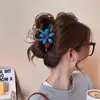 Pinza Azul con Flores Estilo Coreano para Mujer 2025 Nuevo Estilo Pinza para el Cabello en la Parte Trasera de la Cabeza Dulce Pinza de Tiburón Pinza Retorcida Accesorios para el Cabello