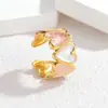 Anillo Abierto de Acero Inoxidable con Esmalte de Corazón Colorido Estilo Ins Moda Europea y Americana Lujo Ligero Gama Alta Anillo Ajustable