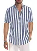 Exportación Transfronteriza Estación Independiente de Amazon Camisa Casual Suelta de Manga Corta con Cuello Estampado Digital 3D para Hombre