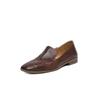 Mocasines de Cuero de Vaca de Primera Capa Súper Suaves Estilo Retro Simple con Suela Blanda 2025 Otoño Cuero Genuino de Punta Cuadrada con Tacón Bajo Grueso Planos de Boca Profunda para Mujer