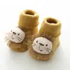 Calcetines de bebé para otoño e invierno con diseños de personajes de dibujos animados, antideslizantes, forrados de felpa, engrosados, calcetines de rizo, calcetines de longitud media, calcetines para el hogar