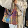 Bolso Tote de Lana Grande de Estilo Coreano Ins para Mujer, Nuevo para Otoño e Invierno, Estilo Commuter, Estilo Perezoso, de un Solo Hombro, Cruzado