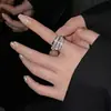 Anillo Abierto Multicapa de Circonita Transfronterizo Europeo y Americano, Estilo Minimalista, Anillo Único y Elegante para el Dedo Índice, Joyería de Lujo Ligero de Alta Gama