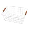 Cesta de Armazenamento de Ferro Casual Cesta de Armazenamento com Alça de Madeira para Diversos Rack de Armazenamento para Lanches de Mesa de Sala de Estar Cesta de Arame