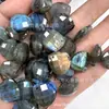 Venta Directa de Fábrica Tendencia Europea y Americana Piedra Natural Personalizada 16*17mm Facetada Diamante Forma de Gota de Agua con Agujero para Colgar Joyería DIY