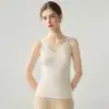 Colete de Tricô Feminino Gola V Sem Mangas de Caxemira Novo Outono/Inverno Slim Fit Versátil Afinando Camada Base Top Interno de Tricô
