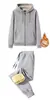 Novo terno cardigã casual de pele de cordeiro outono e inverno, suéter com capuz forrado de fleece, atacado, masculino, plus size, solto, casaco quente