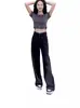 Jeans Negros de Pierna Ancha para Mujer Verano Delgados de Cintura Alta Adelgazantes Pantalones Rectos Estilo Americano Pequeño 2024 Nuevo