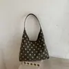 Bolso de Axila de Gama Alta de Nicho Mochila para Mujer 2026 Nuevo Estilo Estampado de Lunares Bolso Cubo Gran Capacidad Bolso de Hombro Único