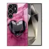 Adecuado para funda de teléfono Samsung S26ULTRA A90 corazón negro brillante S24 vidrio templado A16 cubierta protectora A07