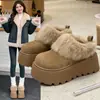 Pantuflas de Algodón Estilo Birkenstock para Mujer con Aumento de Altura, Para Uso Exterior en Invierno, Nuevo Modelo 2025, Forradas de Felpa, Cálidas, de Suela Gruesa, Pantuflas Peludas para Mujer