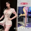 Lencería Sexy Uniforme Sexy Cos Enfermera Tul Transparente Escote Profundo en V Encaje Falda de Enfermera Mono para Mujeres