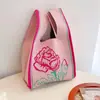 Bolsa Tricotada Feminina Bolsa de Mão Chapéu Balde Panda Fofo Combina com Tudo Bolsa de Mão Casual Bolsa Tote da Moda Bolsa para Lancheira