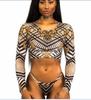 Amazon Comércio Exterior Feminino Split Maiô AliExpress Sexy Europeu e Americano Biquíni Retro Manga Longa com Impressão de Manga