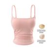 Camisola Plisada Ceñidora de Cintura con Sujetador Incorporado, Top Corto Ajustado con Almohadillas en el Pecho, Estilo Puro Deseo