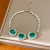 Pulsera Ovalada Geométrica Incrustada con Circonita, Pulsera de Lujo Ligero de Nicho de Gama Alta, Joyería de Mano Elegante y Versátil al por Mayor