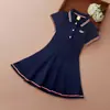 Vestidos de Niña, Estilo Universitario, Sencillo y Moderno para Niños Grandes, Falda Casual con Solapa para Bebé, Manga Corta