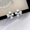 Aretes de Flor de Nenúfar Azul Hielo, Femeninos, Elegantes y Suaves, Aretes de Estilo Nuevo, Aretes Creativos de Perlas de Alta Gama