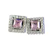 Versa original simple nuevo dulce fresco elegante combinable Reina chapado en 18K aretes de botón aretes de diamante completo destello
