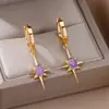 Pendientes de Estrella de Ocho Puntas con Circonita Incrustada Estilo Retro de Lujo Ligero Transfronterizos Pendientes Solares Diseño de Nicho Simples y Versátiles Venta al por Mayor