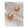 Pinzas para Orejas de Cobre Chapado en Oro de 18K Estilo Hong Kong, Moda Artesanía Pesada, Pendientes de Plata de Lujo Ligero Francés, Aretes para Mujer con un Toque de Nicho de Alta Gama