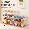 Portavasos de escritorio, organizador de tazas, estante de almacenamiento, mostrador de bar, taza para café y té, color contrastante, diseño ondulado, organizador multicapa