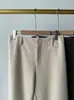 Estilo minimalista, pantalones de tweed de lana sin cintura - pantalones tipo banana de mezcla de lana y acetato, pantalones largos rectos de pierna ancha simples
